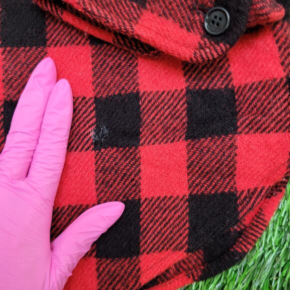 Vintage 70s Woolrich Flannel Button Shirt Womens XS/S 22x26 Buffalo-Plaid Baggy - Picture 2 of 14